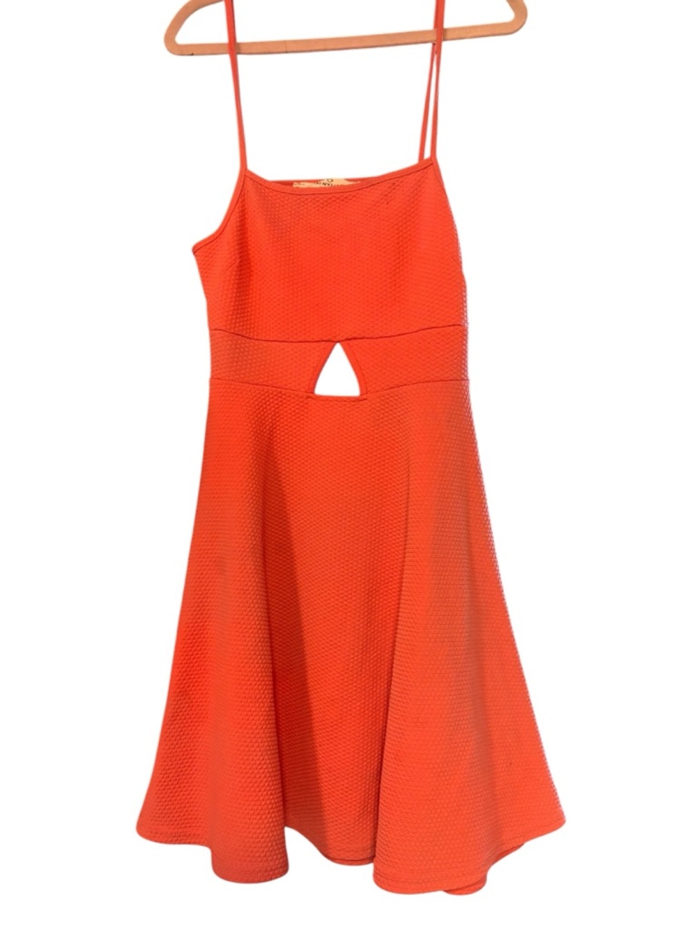 Spaghetti-Strap Orange Fit & Flare Dress
